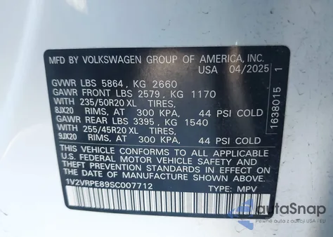 2025 Volkswagen Id.4 Pro S z USA, uszkodzony, nr VIN 1V2VRPE89SC007712